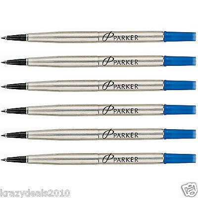 6 X Parker Roller Ball Rollerball Pen Refills Blue Ink, Medium Frontier Vector