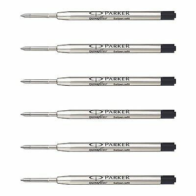 6 X Parker Ballpoint Pen Refills Jotter Classic Vector Frontier Black Ink Fine